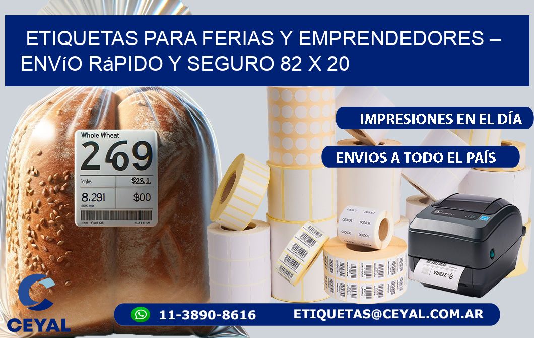 Etiquetas para Ferias y Emprendedores – Envío Rápido y Seguro 82 x 20