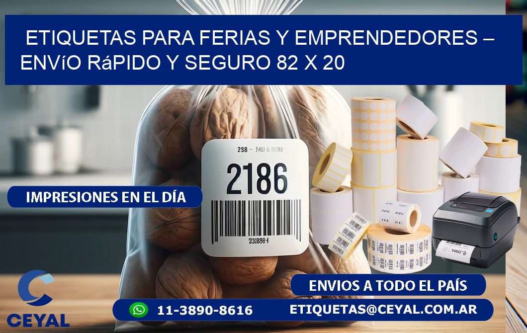 Etiquetas para Ferias y Emprendedores – Envío Rápido y Seguro 82 x 20