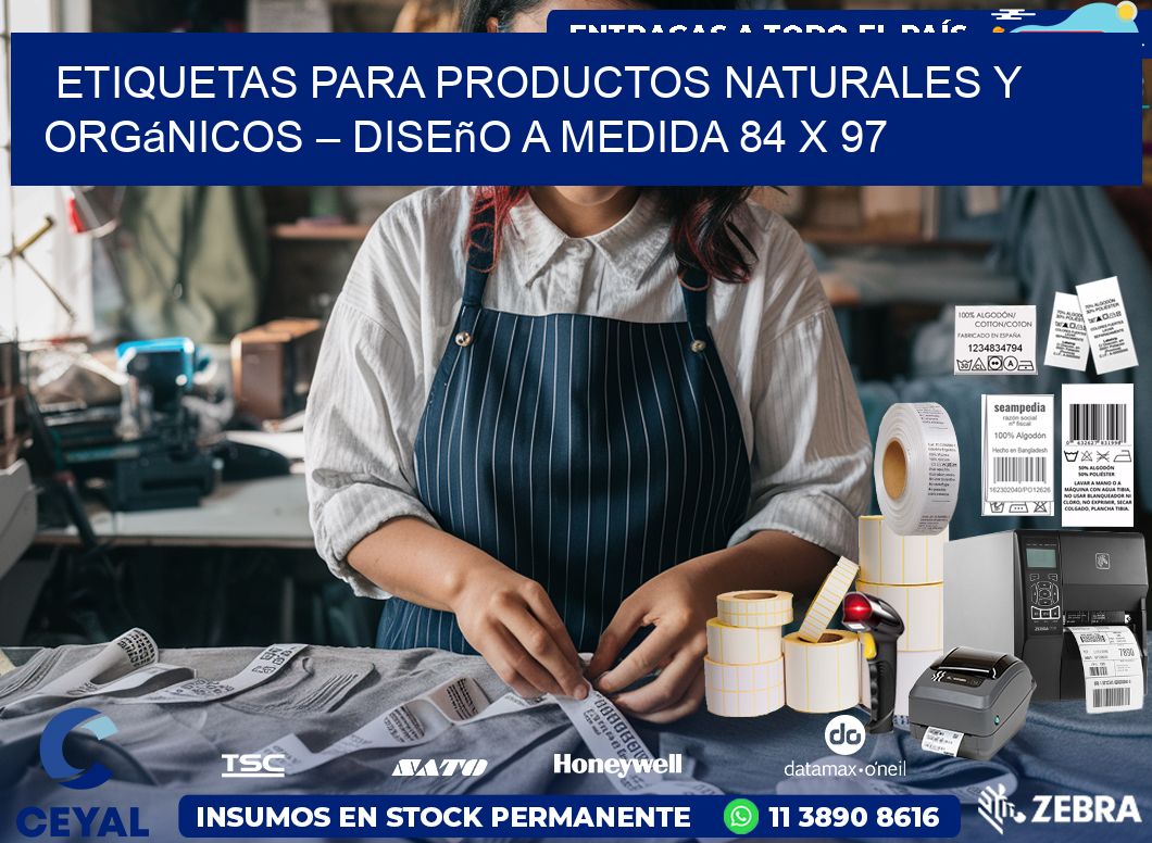 Etiquetas para Productos Naturales y Orgánicos – Diseño a Medida 84 x 97