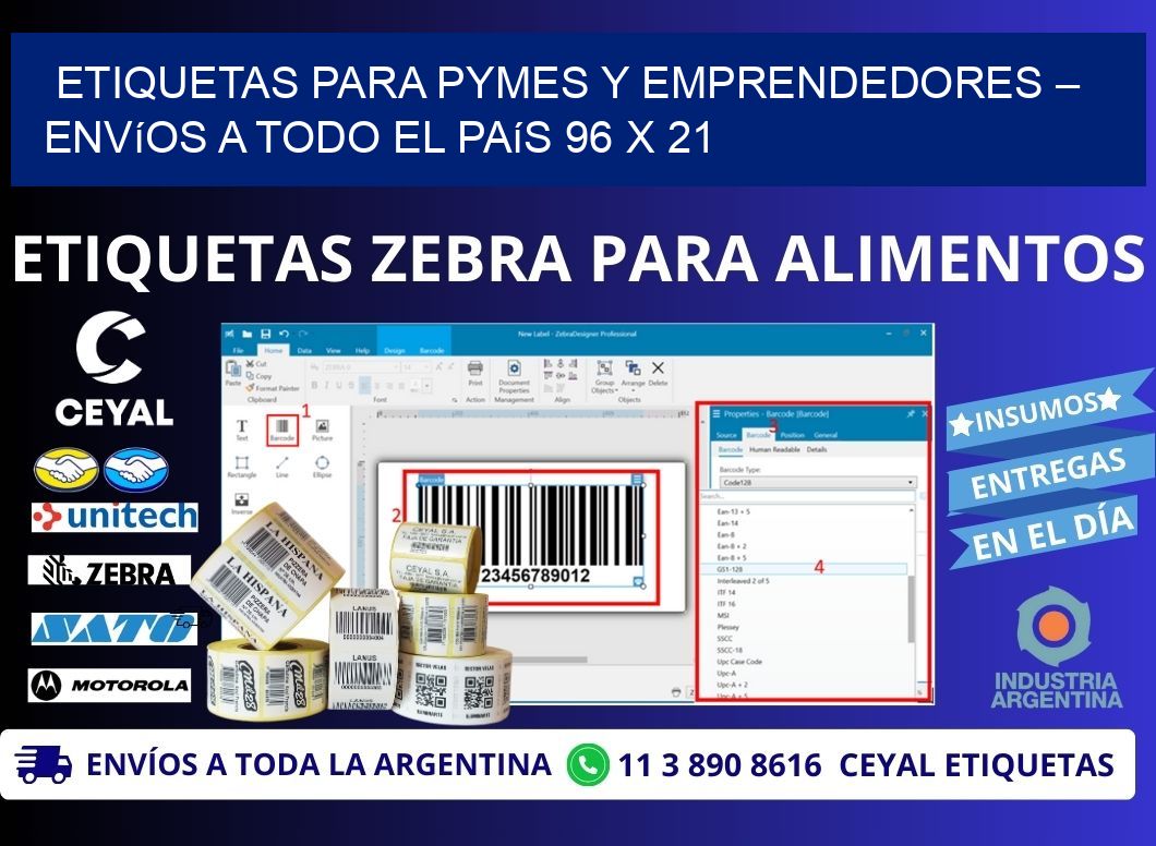 Etiquetas para PyMEs y Emprendedores – Envíos a Todo el País 96 x 21