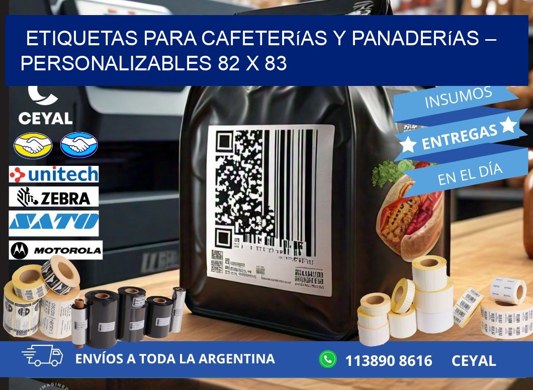 Etiquetas para cafeterías y panaderías – Personalizables 82 x 83