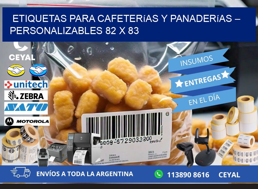 Etiquetas para cafeterías y panaderías – Personalizables 82 x 83