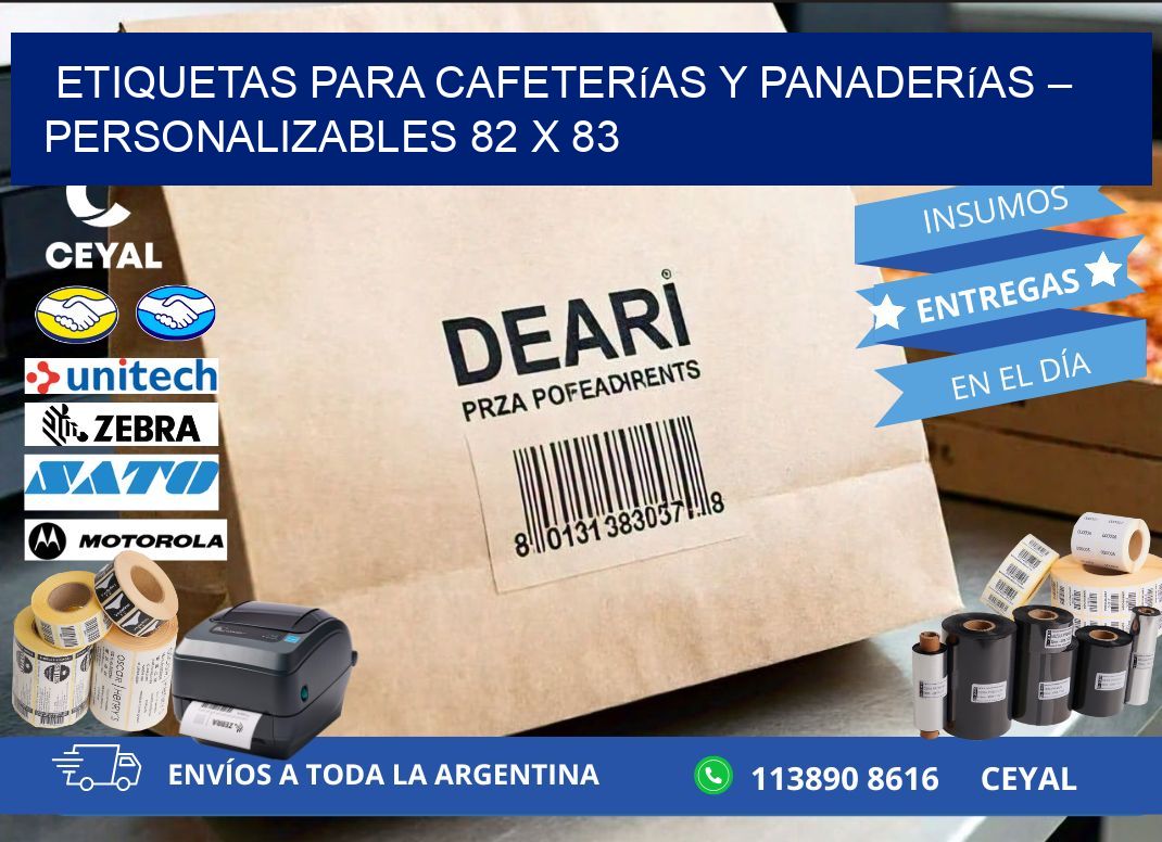 Etiquetas para cafeterías y panaderías – Personalizables 82 x 83