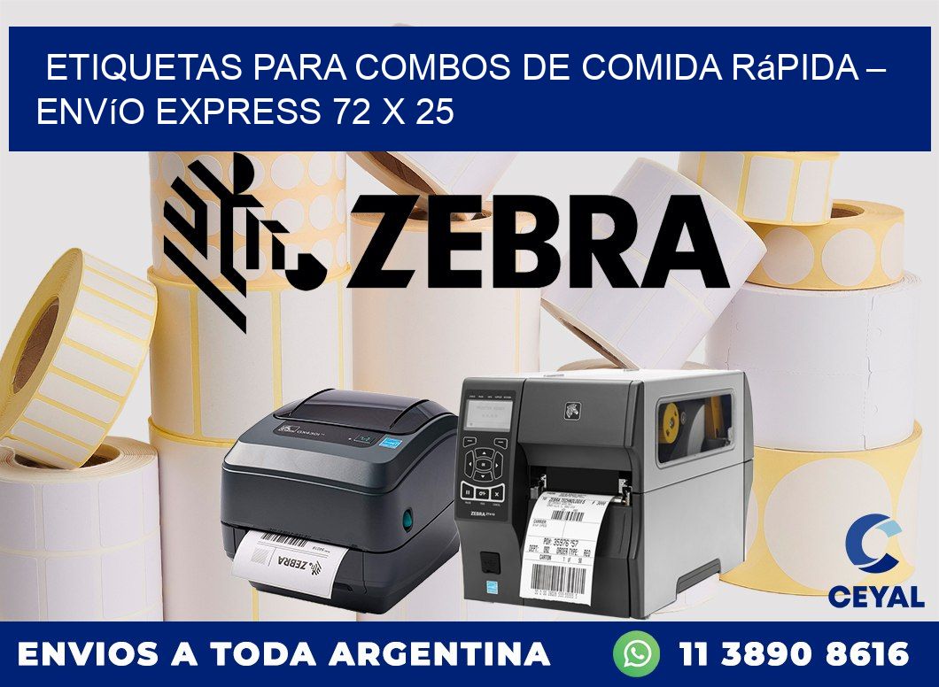 Etiquetas para combos de comida rápida – Envío express 72 x 25