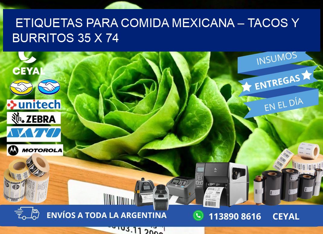 Etiquetas para comida mexicana – Tacos y burritos 35 x 74