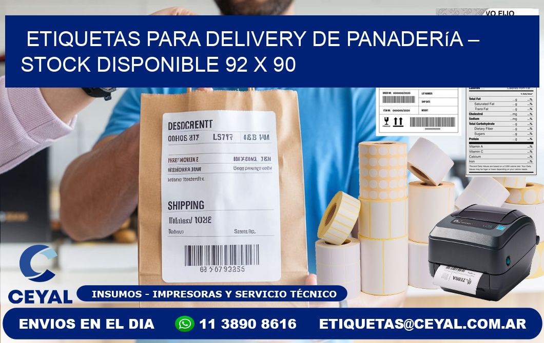 Etiquetas para delivery de panadería – Stock disponible 92 x 90