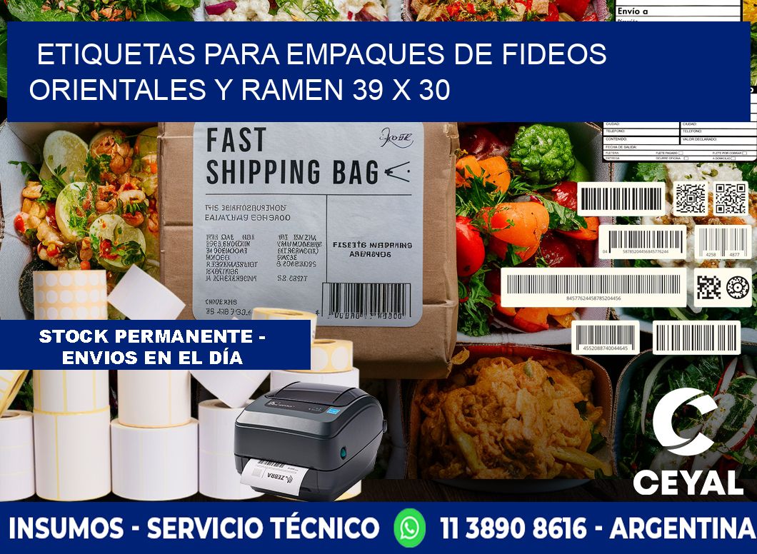 Etiquetas para empaques de fideos orientales y ramen 39 x 30