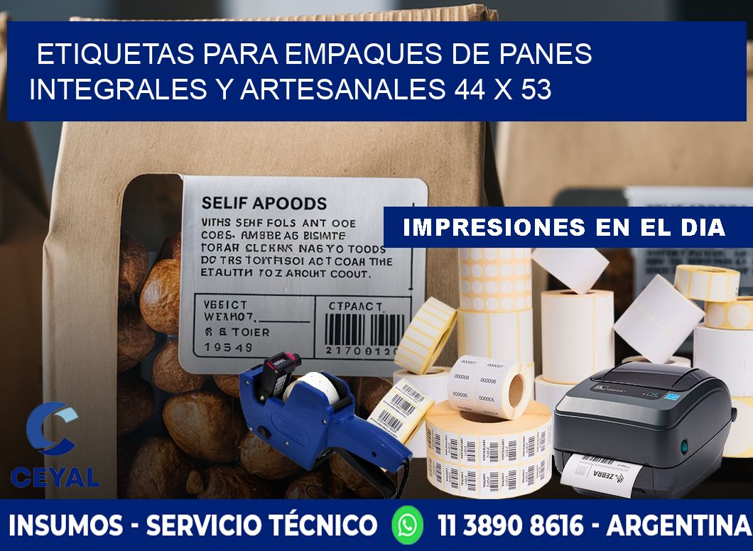 Etiquetas para empaques de panes integrales y artesanales 44 x 53