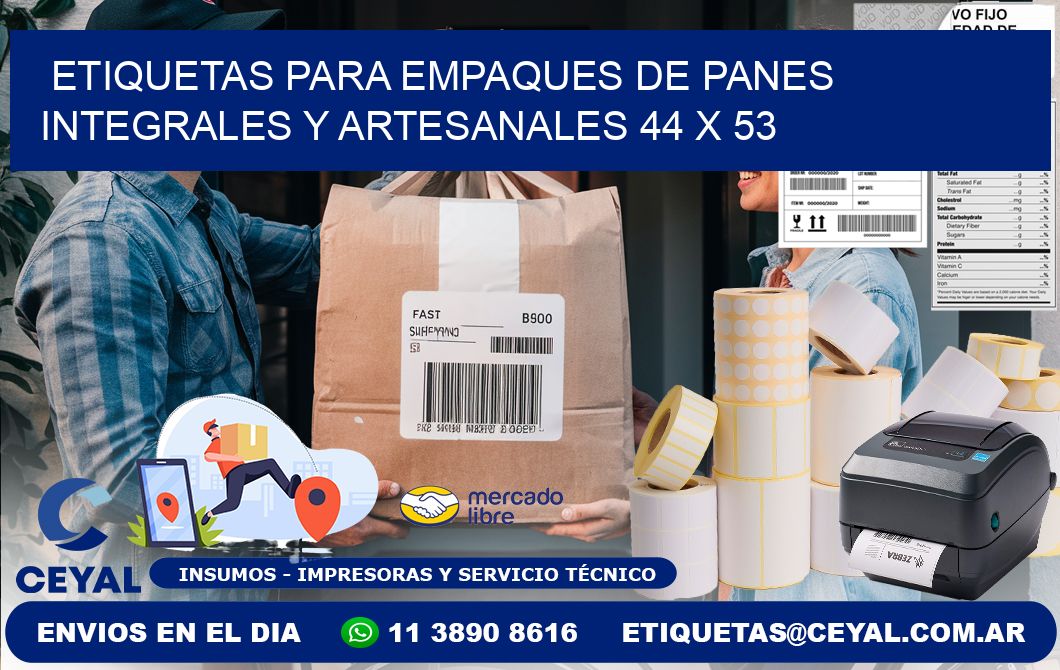 Etiquetas para empaques de panes integrales y artesanales 44 x 53