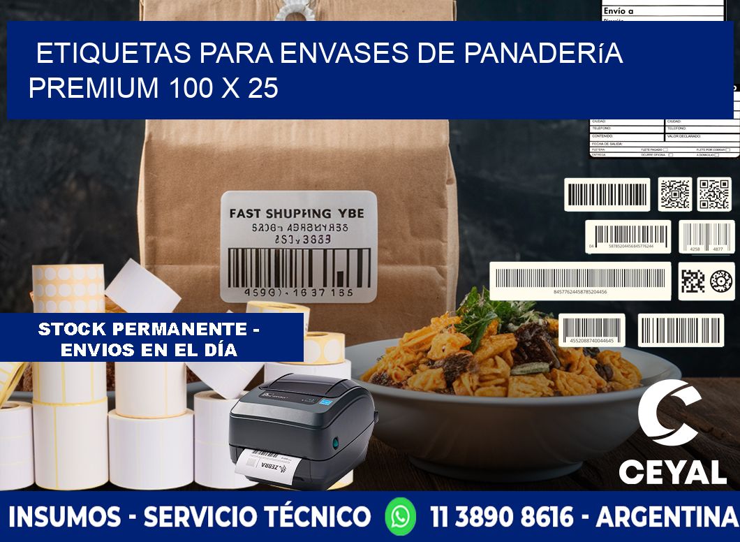 Etiquetas para envases de panadería premium 100 x 25