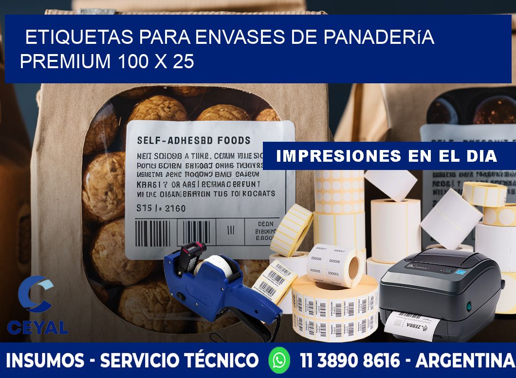 Etiquetas para envases de panadería premium 100 x 25