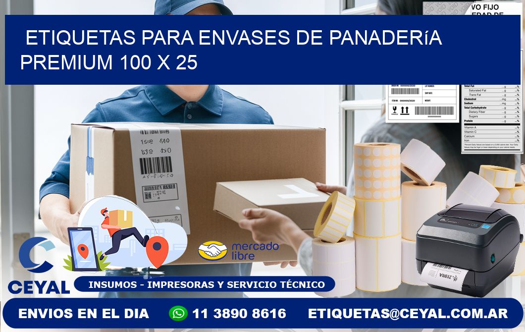 Etiquetas para envases de panadería premium 100 x 25