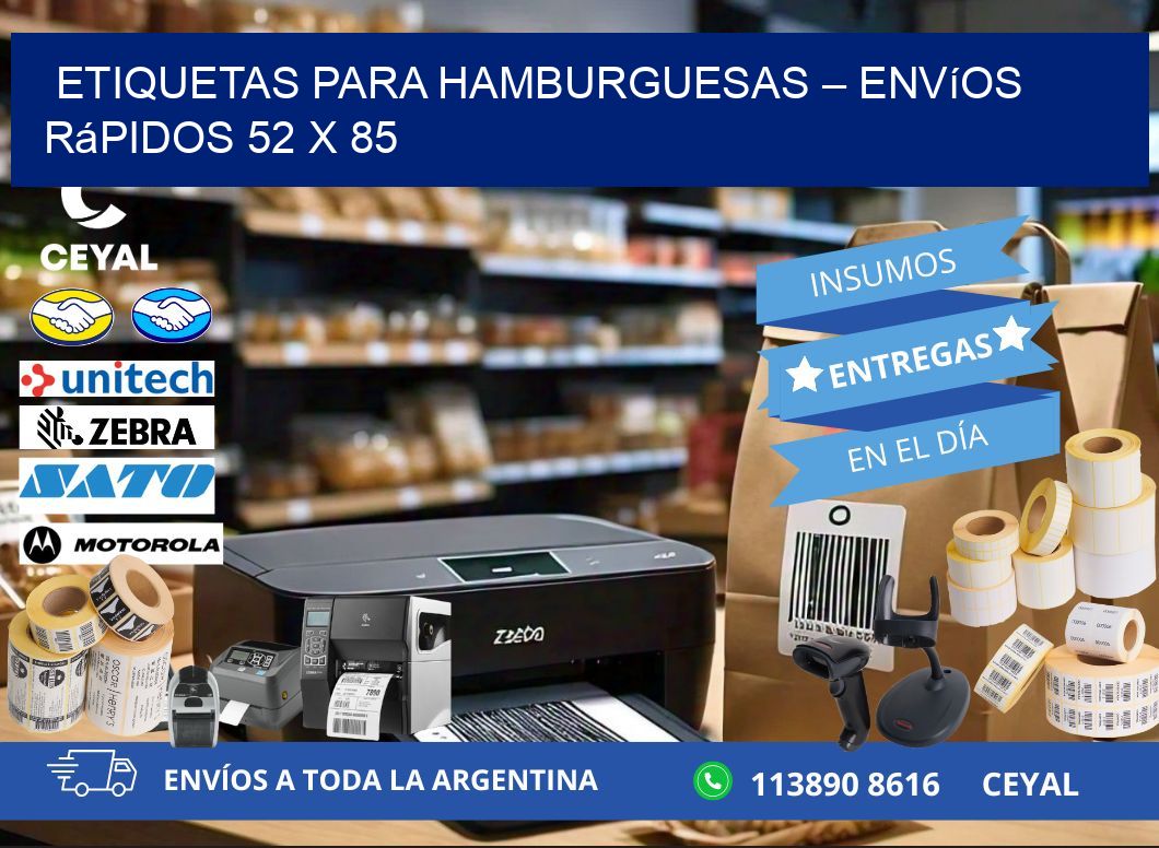 Etiquetas para hamburguesas – Envíos rápidos 52 x 85