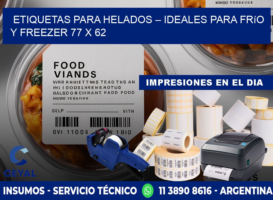 Etiquetas para helados – Ideales para frío y freezer 77 x 62