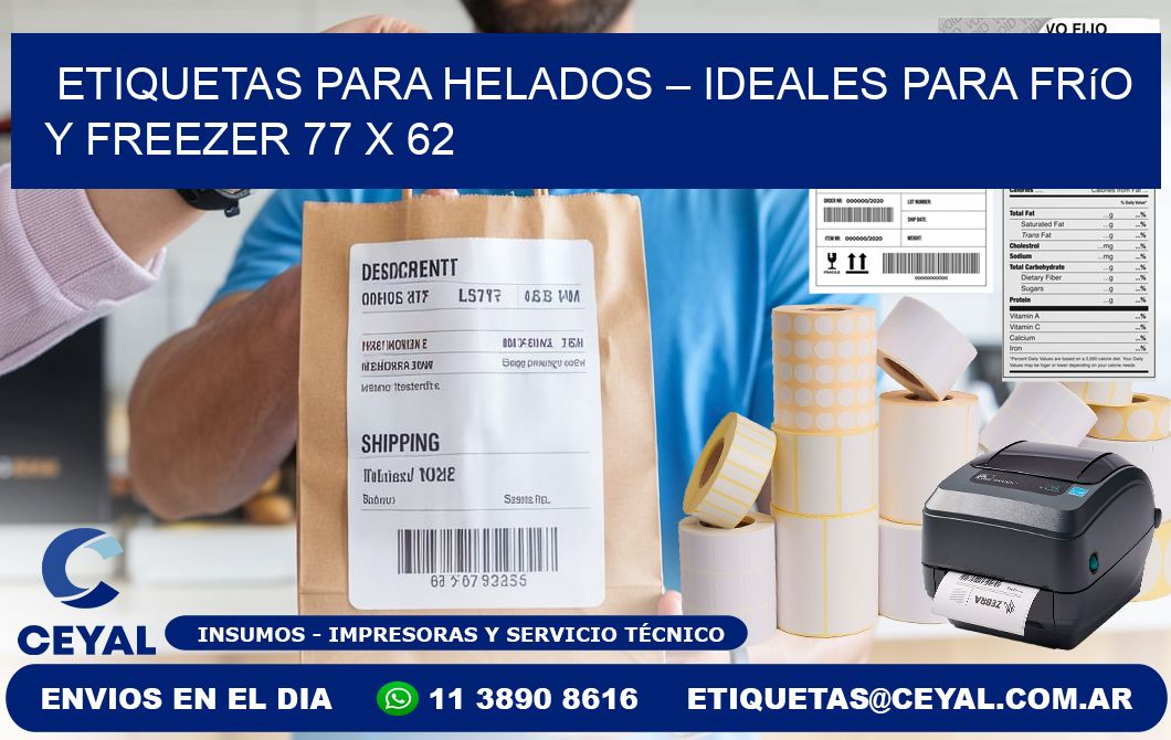Etiquetas para helados – Ideales para frío y freezer 77 x 62