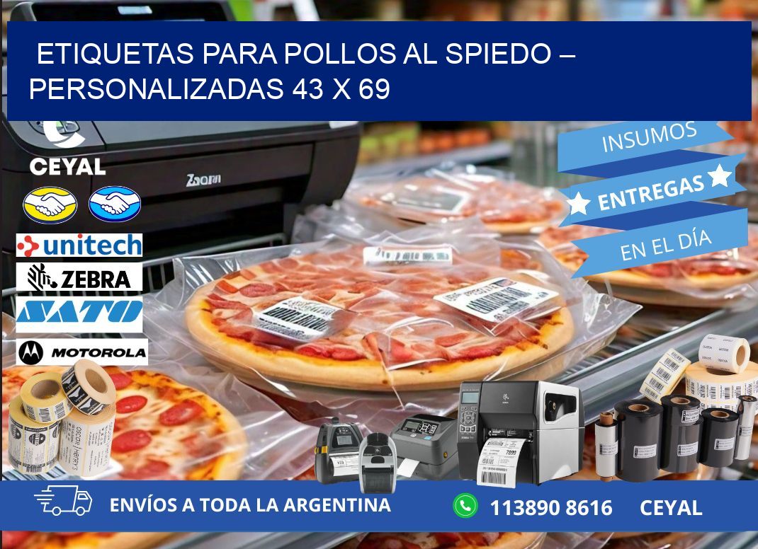 Etiquetas para pollos al spiedo – Personalizadas 43 x 69