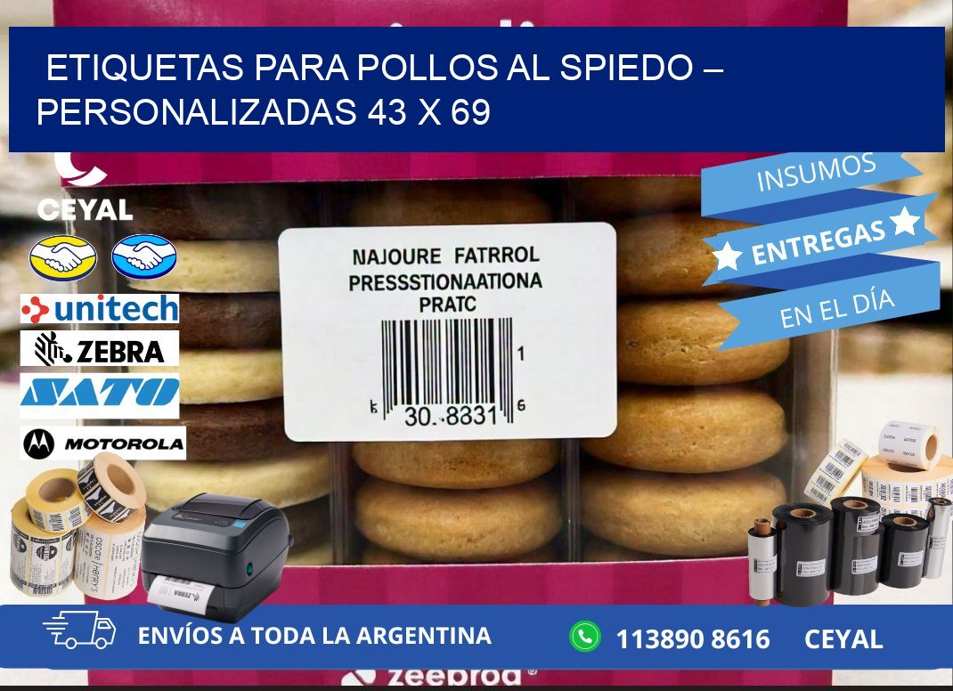 Etiquetas para pollos al spiedo – Personalizadas 43 x 69