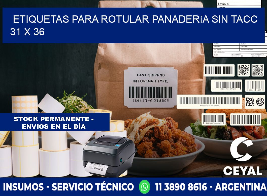 Etiquetas para rotular panadería sin TACC 31 x 36