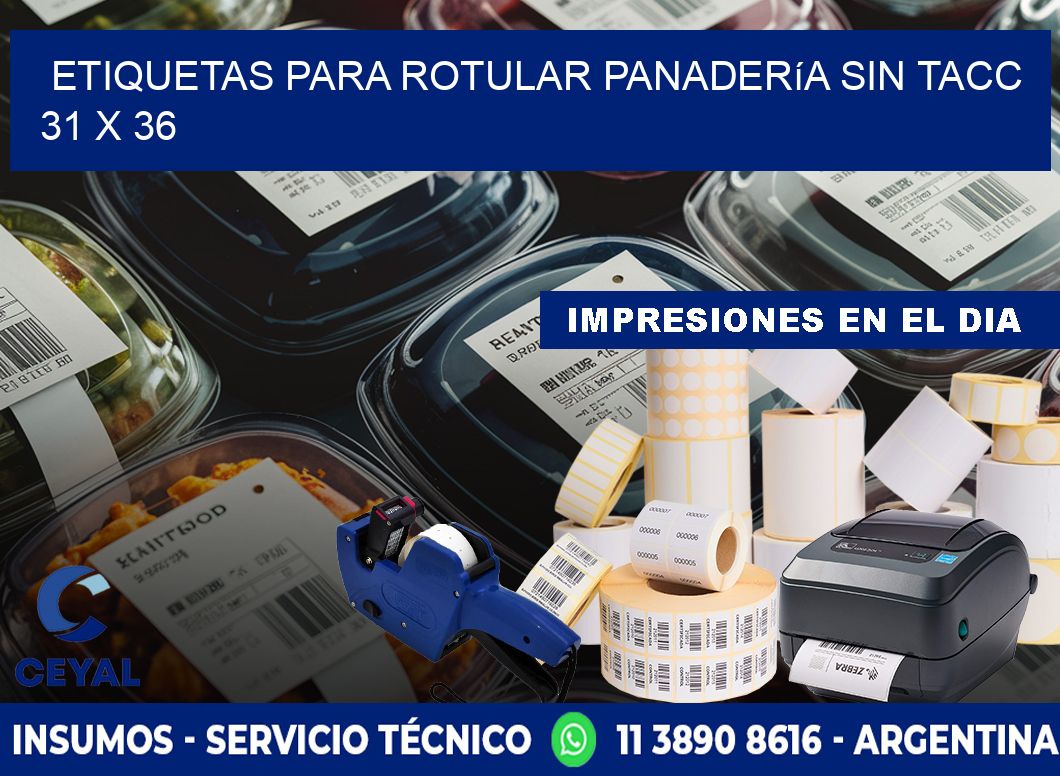 Etiquetas para rotular panadería sin TACC 31 x 36