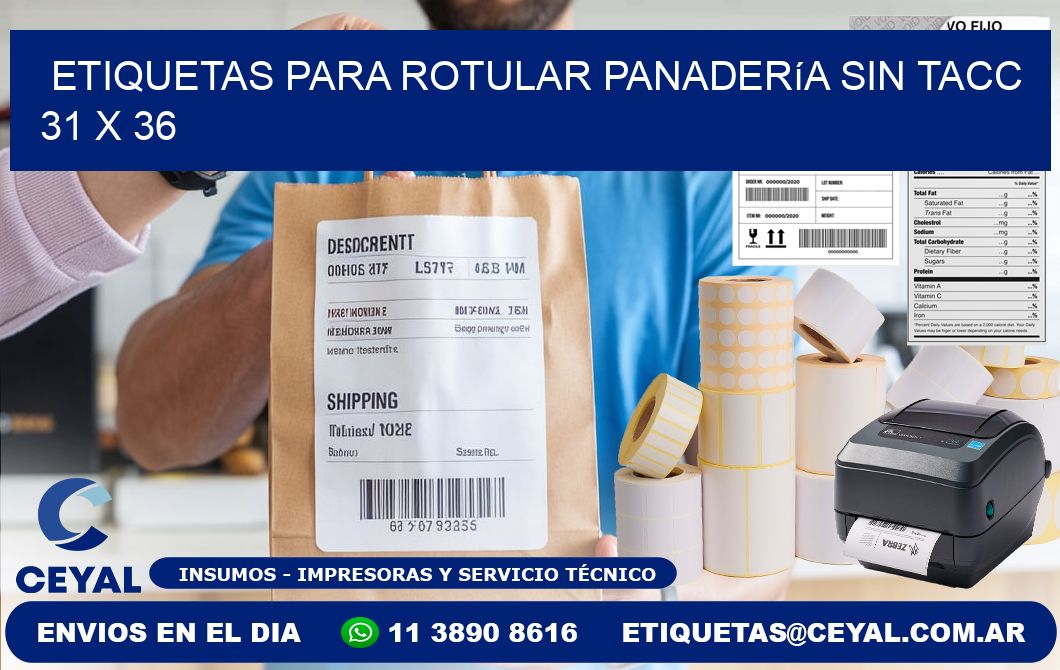 Etiquetas para rotular panadería sin TACC 31 x 36