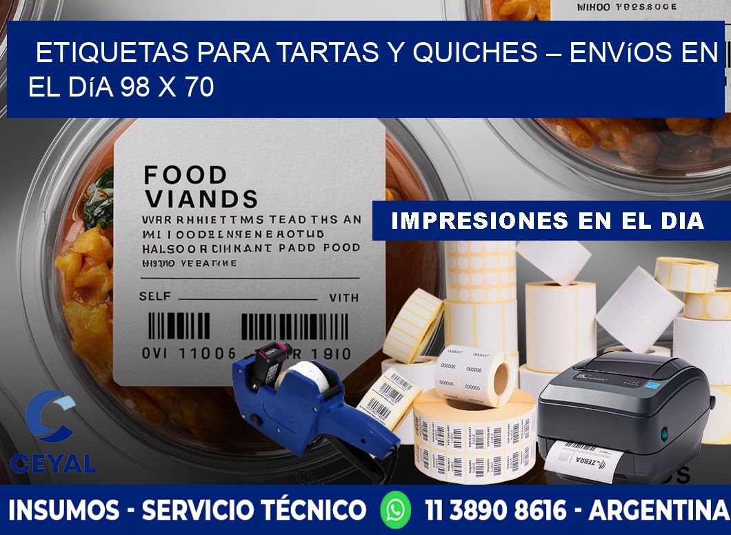 Etiquetas para tartas y quiches – Envíos en el día 98 x 70