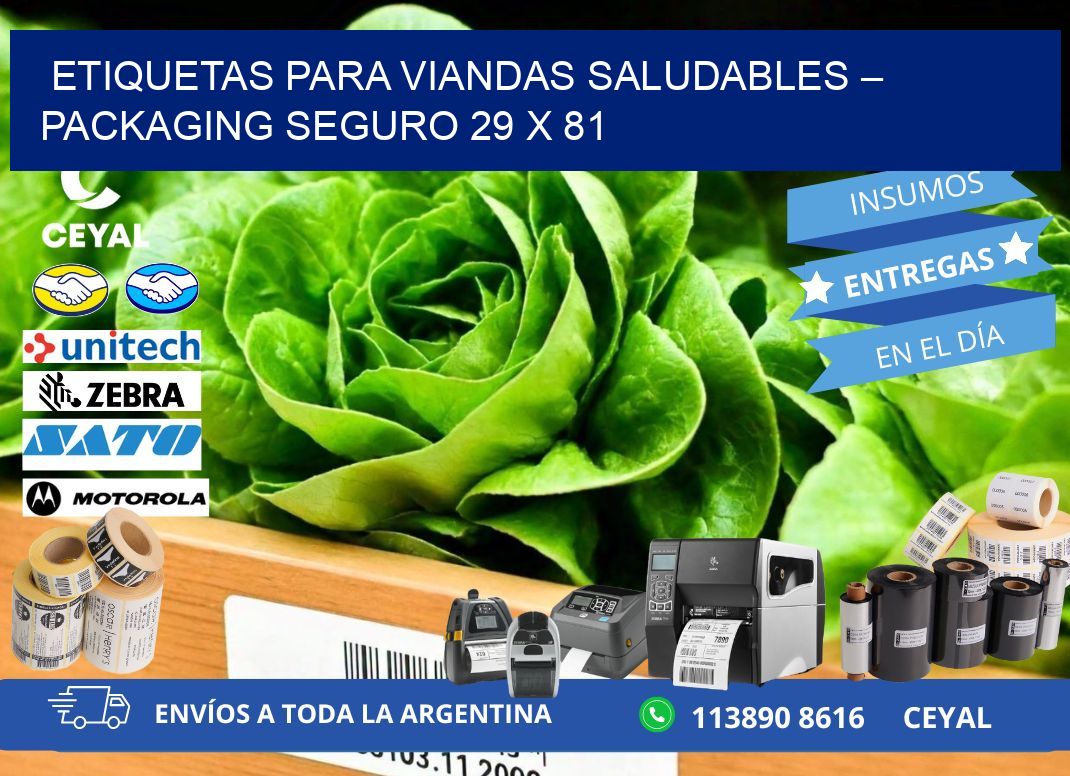 Etiquetas para viandas saludables – Packaging seguro 29 x 81