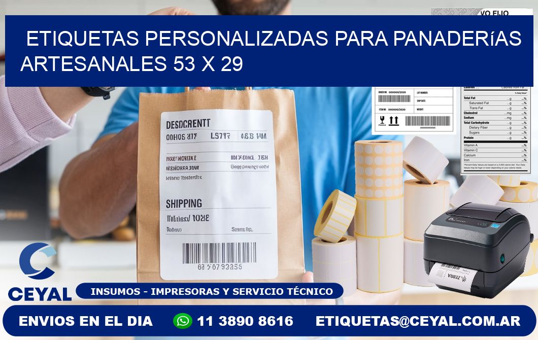 Etiquetas personalizadas para panaderías artesanales 53 x 29