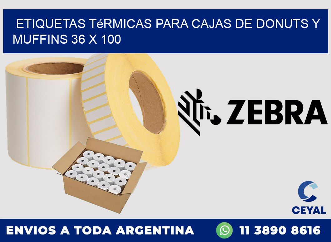 Etiquetas térmicas para cajas de donuts y muffins 36 x 100