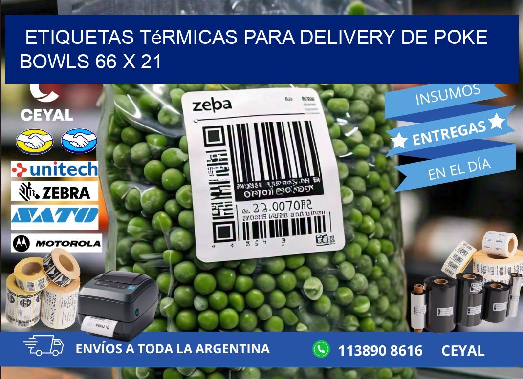 Etiquetas térmicas para delivery de poke bowls 66 x 21