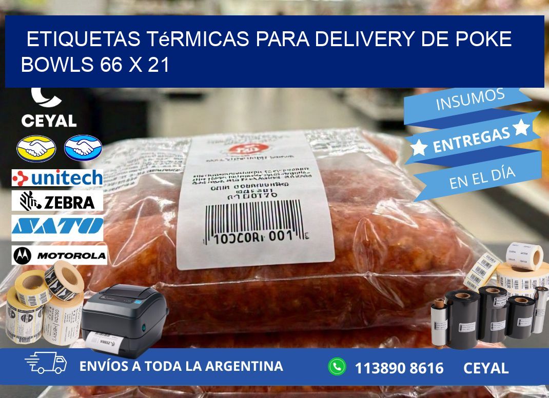 Etiquetas térmicas para delivery de poke bowls 66 x 21