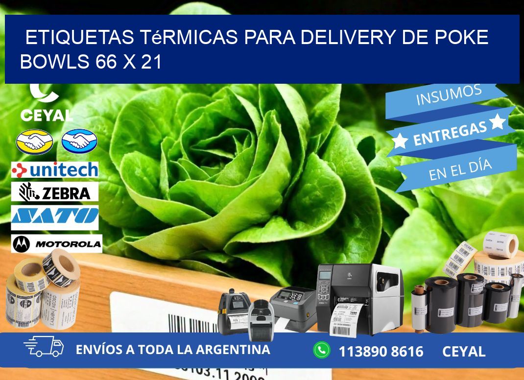 Etiquetas térmicas para delivery de poke bowls 66 x 21