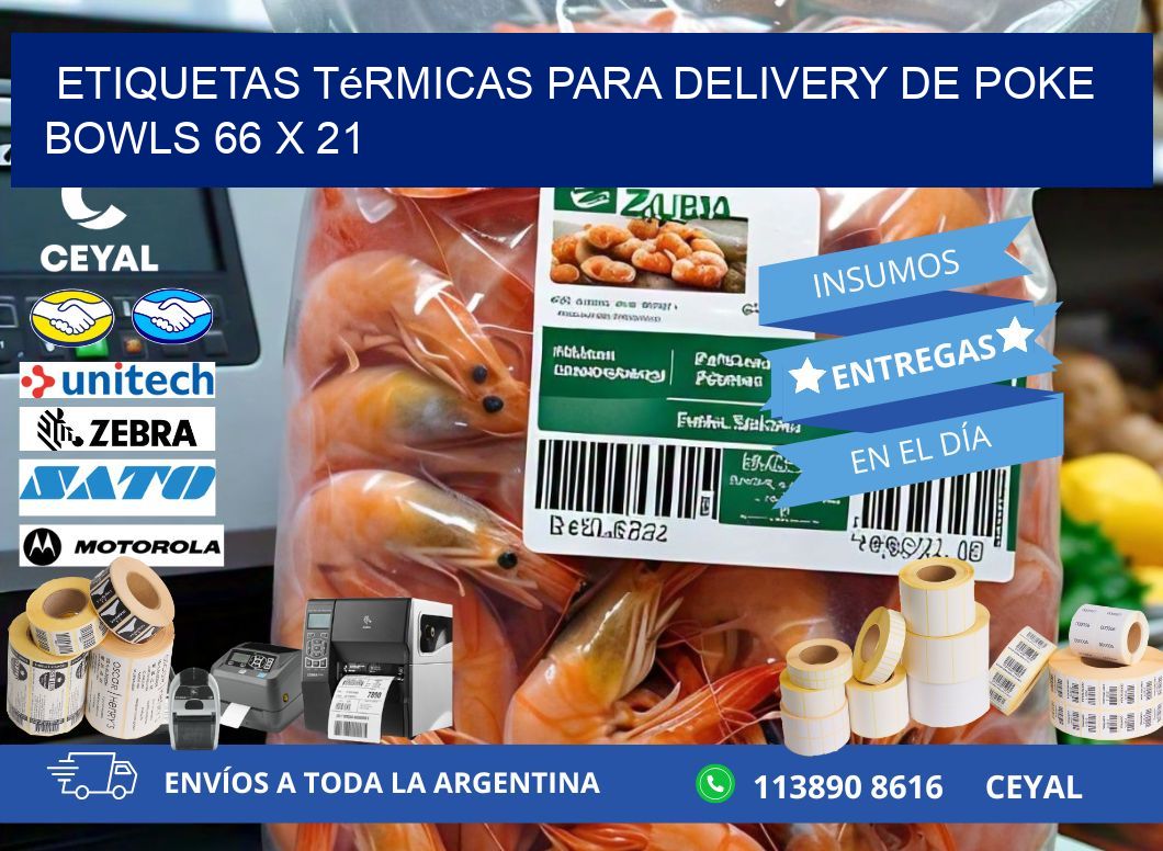 Etiquetas térmicas para delivery de poke bowls 66 x 21