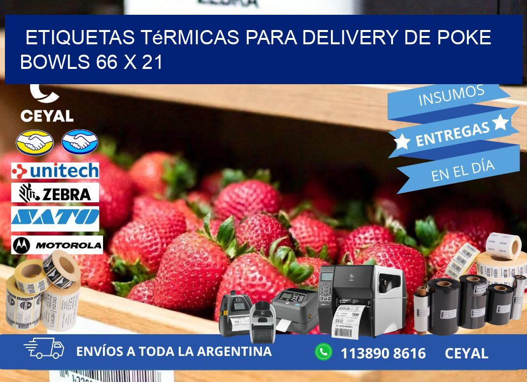 Etiquetas térmicas para delivery de poke bowls 66 x 21