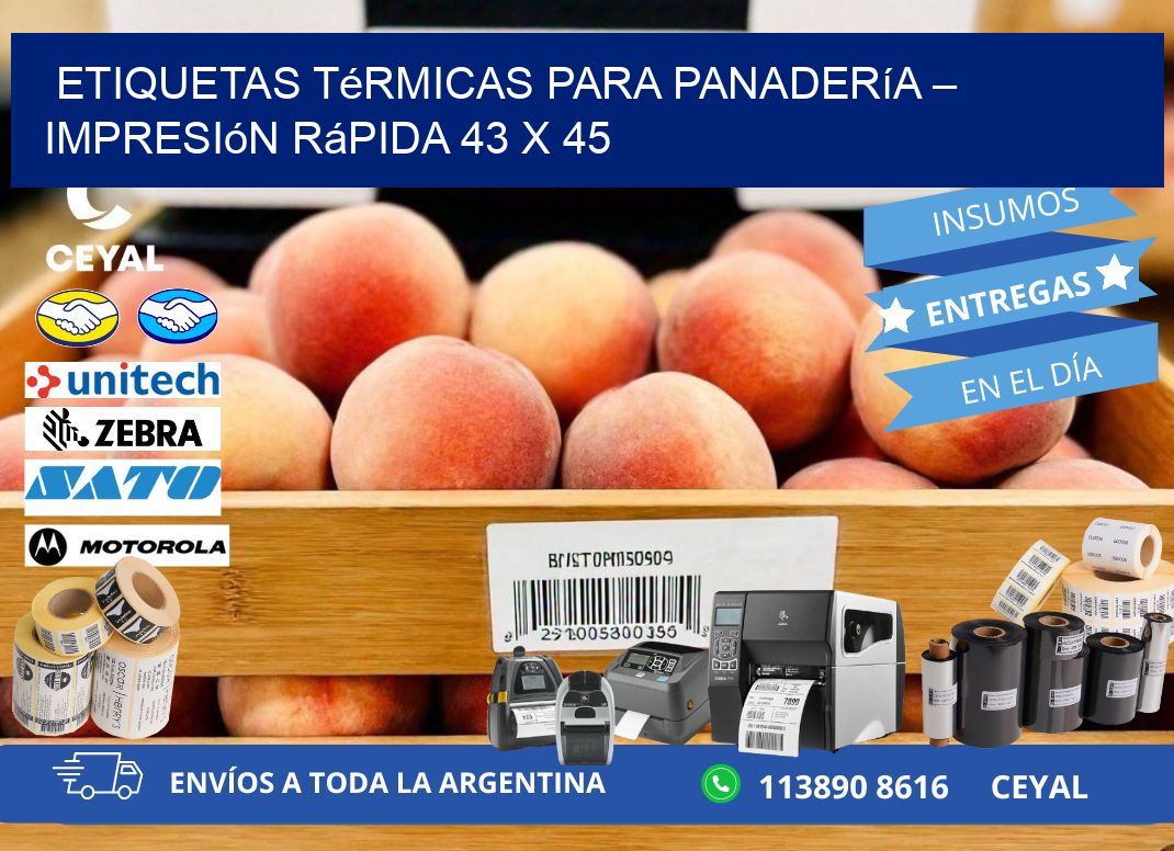 Etiquetas térmicas para panadería – Impresión rápida 43 x 45