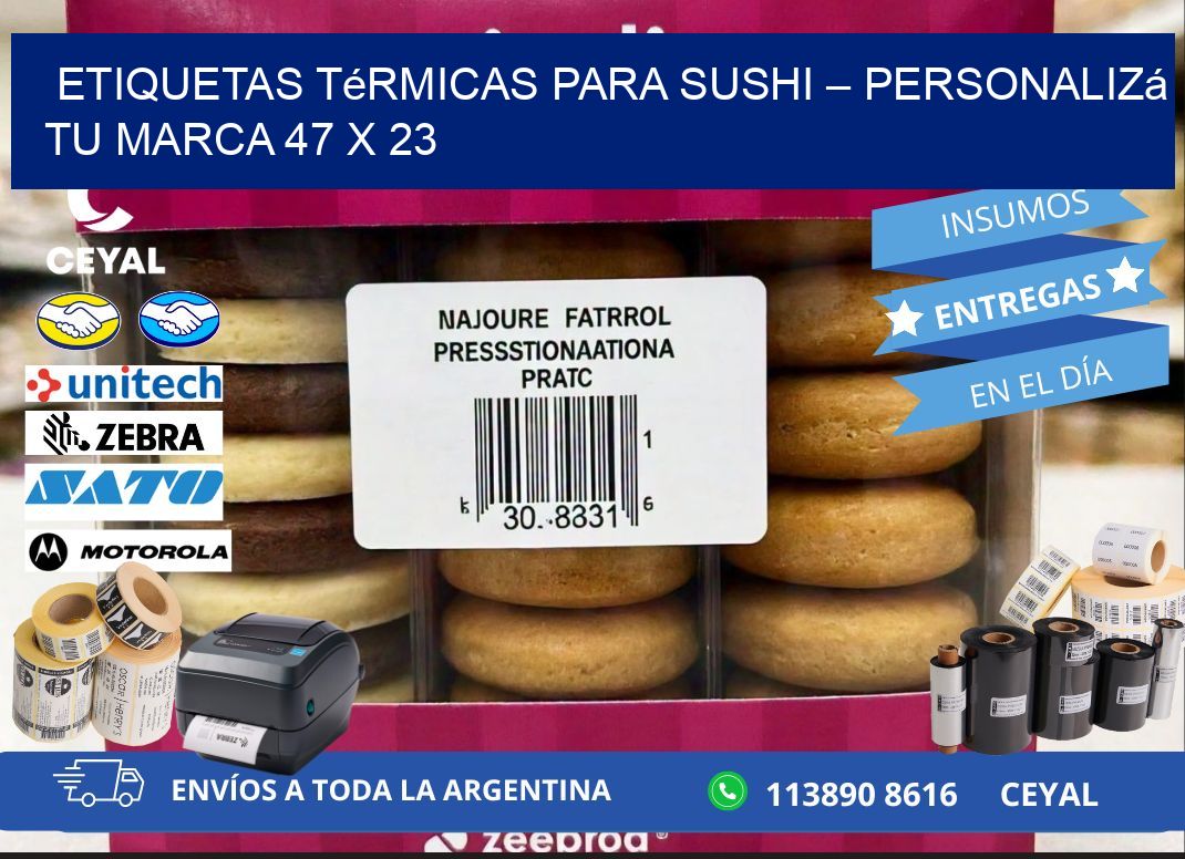 Etiquetas térmicas para sushi – Personalizá tu marca 47 x 23