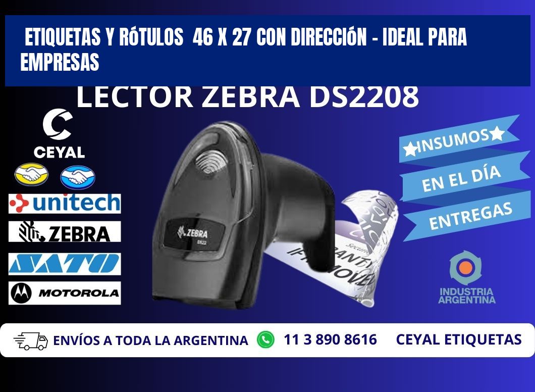 Etiquetas y Rótulos  46 x 27 con Dirección – Ideal para Empresas