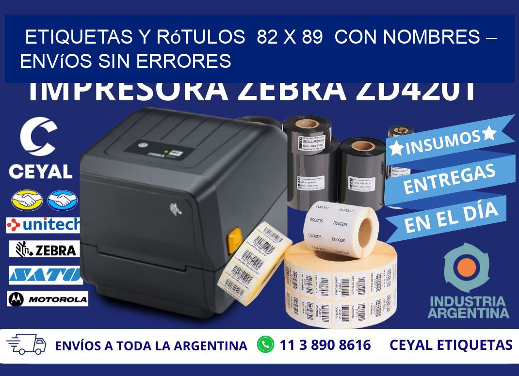 Etiquetas y Rótulos  82 x 89  con Nombres – Envíos sin Errores