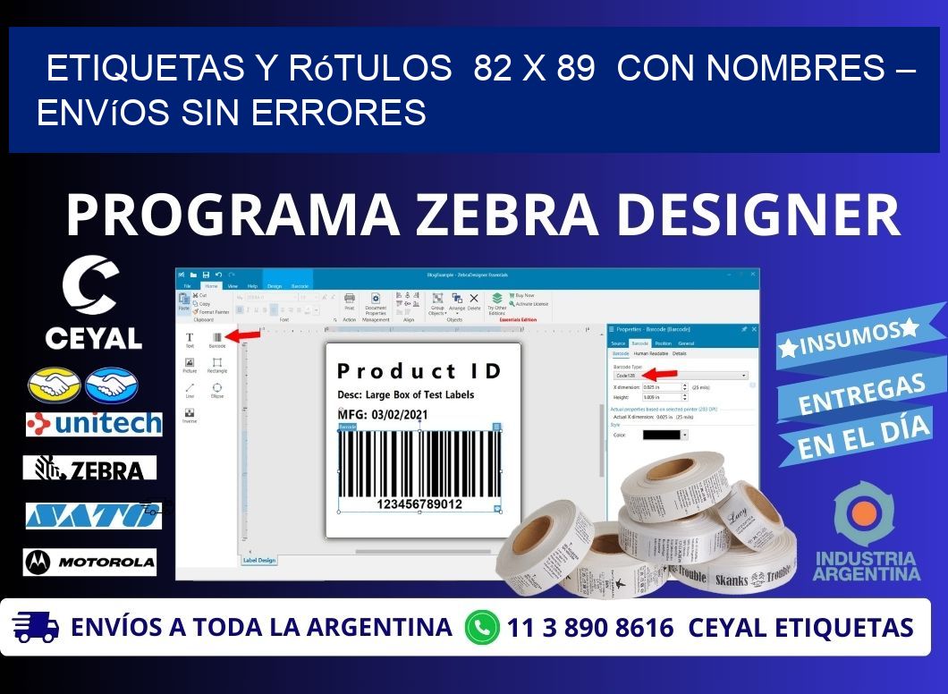 Etiquetas y Rótulos  82 x 89  con Nombres – Envíos sin Errores