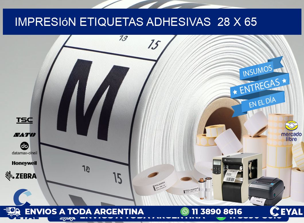 Impresión Etiquetas adhesivas  28 x 65