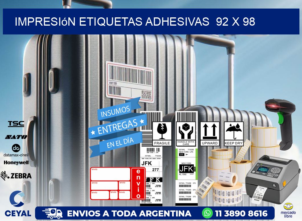 Impresión Etiquetas adhesivas  92 x 98