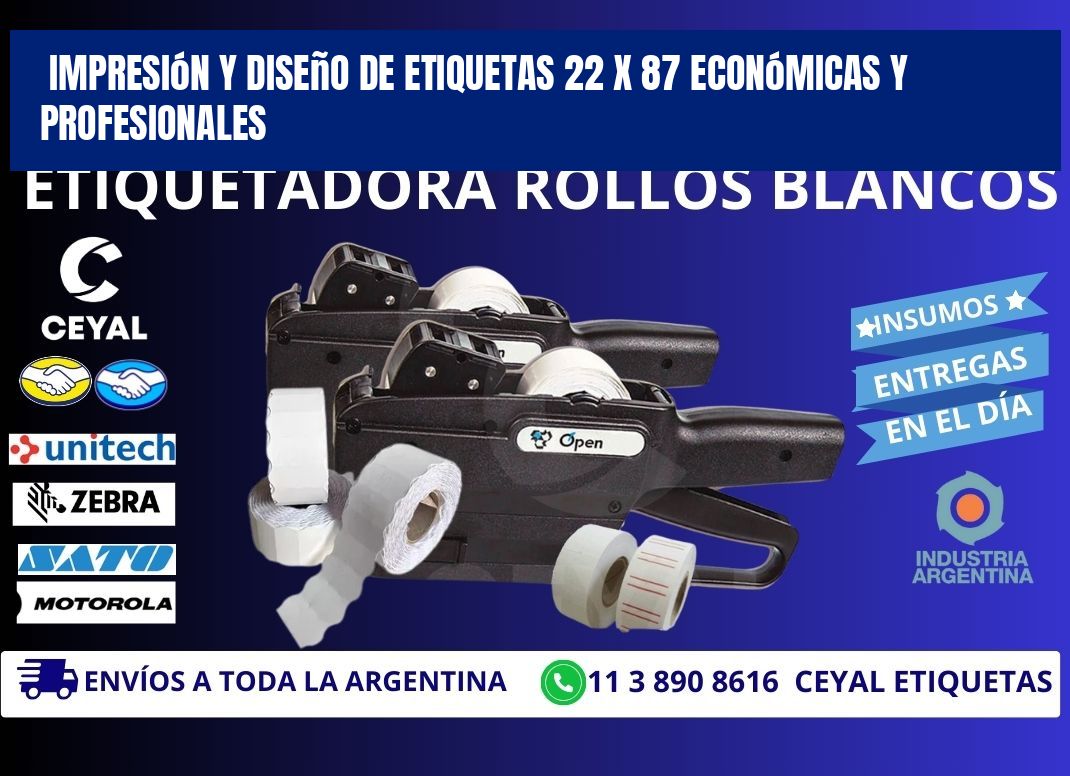 Impresión y Diseño de Etiquetas 22 x 87 Económicas y Profesionales