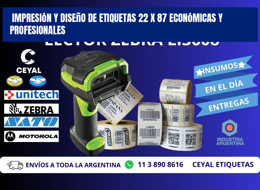 Impresión y Diseño de Etiquetas 22 x 87 Económicas y Profesionales