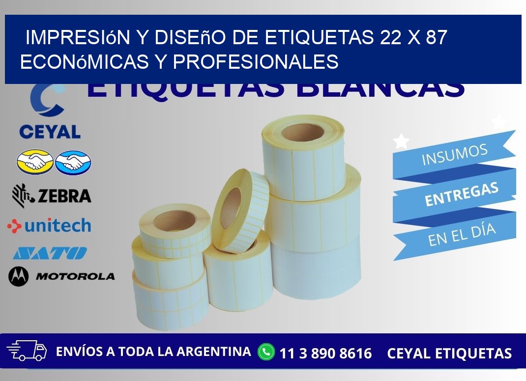 Impresión y Diseño de Etiquetas 22 x 87 Económicas y Profesionales