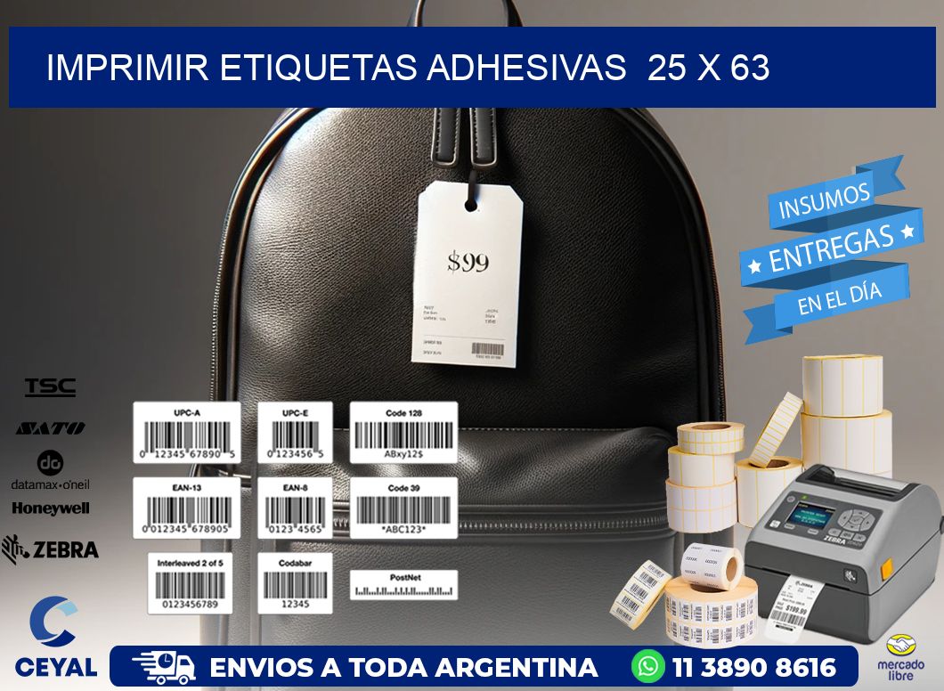 Imprimir Etiquetas adhesivas  25 x 63