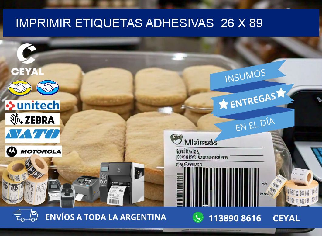 Imprimir Etiquetas adhesivas  26 x 89