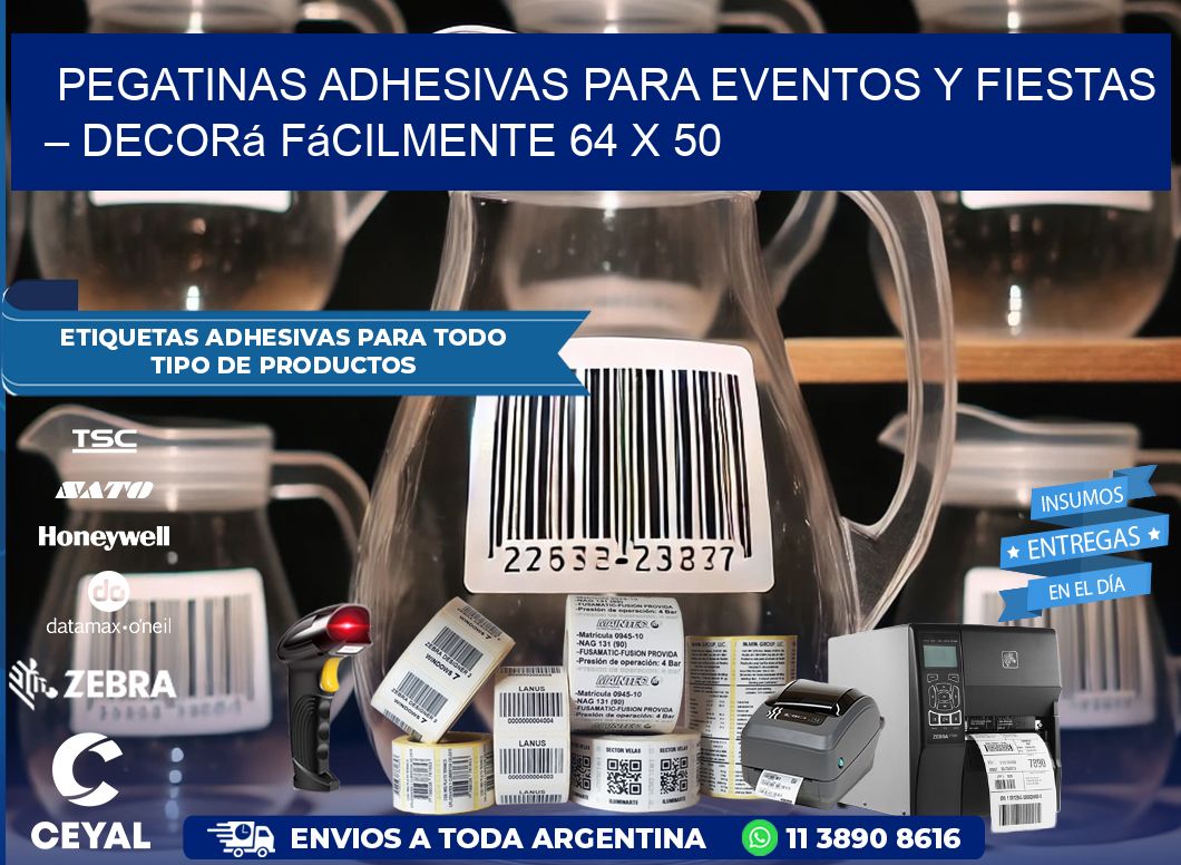 Pegatinas Adhesivas para Eventos y Fiestas – Decorá Fácilmente 64 x 50