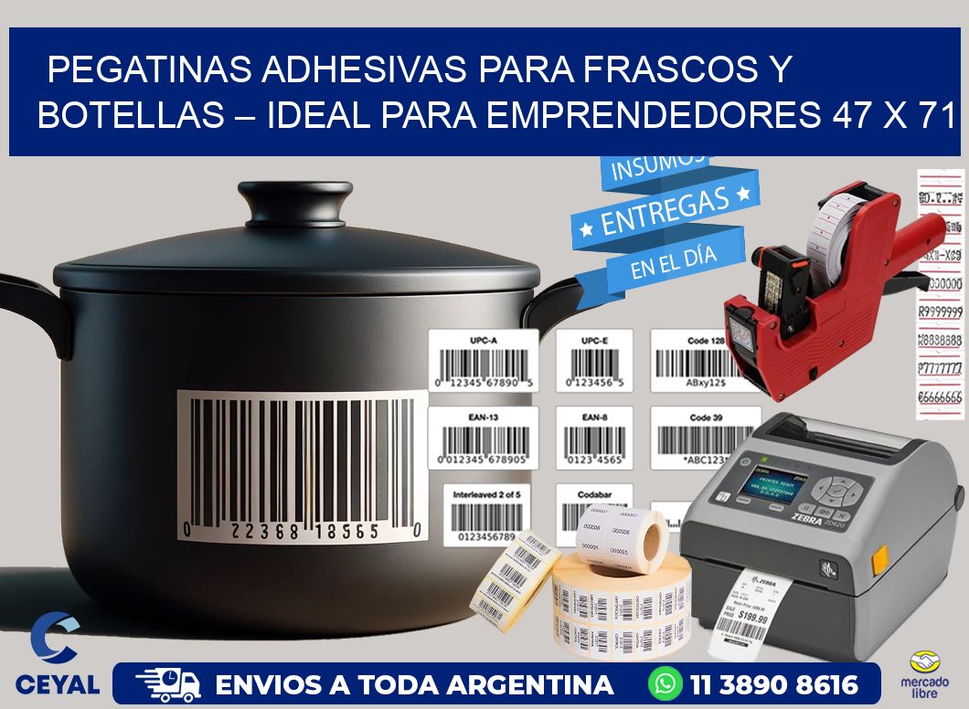 Pegatinas Adhesivas para Frascos y Botellas – Ideal para Emprendedores 47 x 71