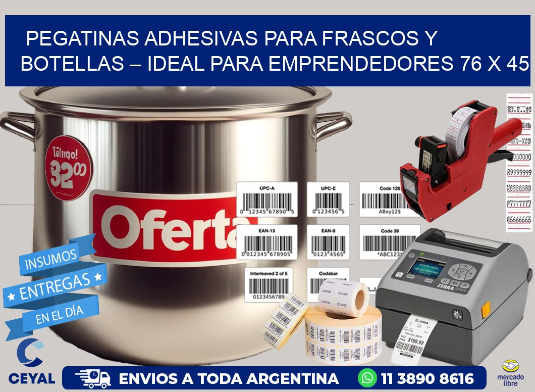 Pegatinas Adhesivas para Frascos y Botellas – Ideal para Emprendedores 76 x 45