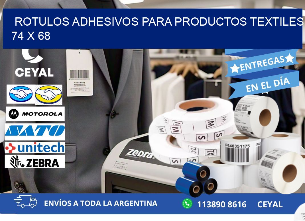 ROTULOS ADHESIVOS PARA PRODUCTOS TEXTILES 74 x 68