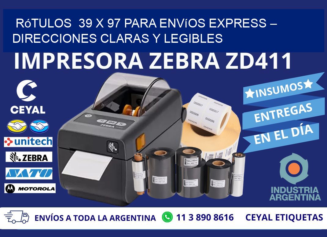 Rótulos  39 x 97 para Envíos Express – Direcciones Claras y Legibles